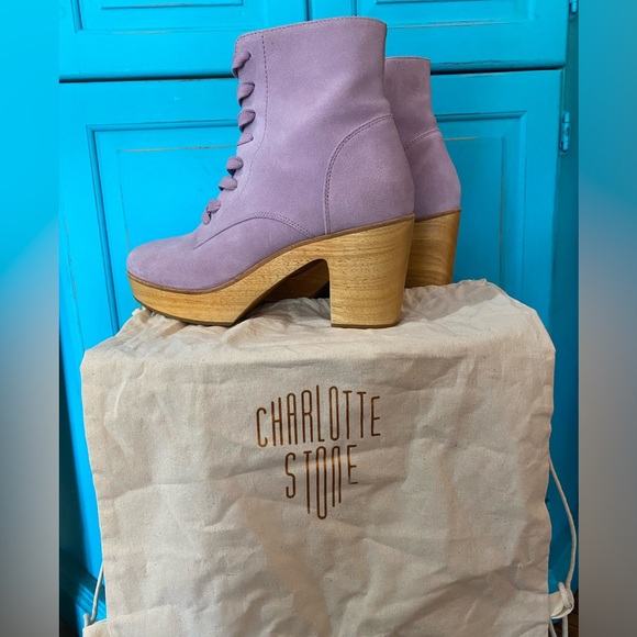 Charlotte Stone Suede Lilac Purple Boots Clog Platform Size 9 Worn once indoors - Picture 12 of 15